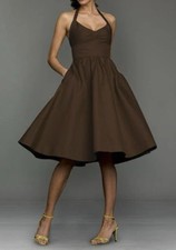 J.Crew - Size 8 - Brown Halter Fit Flare Dress Cotton Lined With Pockets