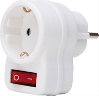 Schuko-Zwischenstecker Mit Schalter, Arktisweiß