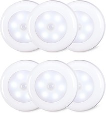 LED Puck Lights 6 Pack Motion Sensor Indoor Battery Operated