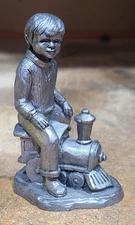 Michael Ricker RB Pewter- 1984 Ben, Boy Riding a Toy Train Figure