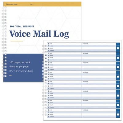 Phone Message Voice Mail Log Book 8. 27 x 8. 5 Inches Voicemail Message Pads ...