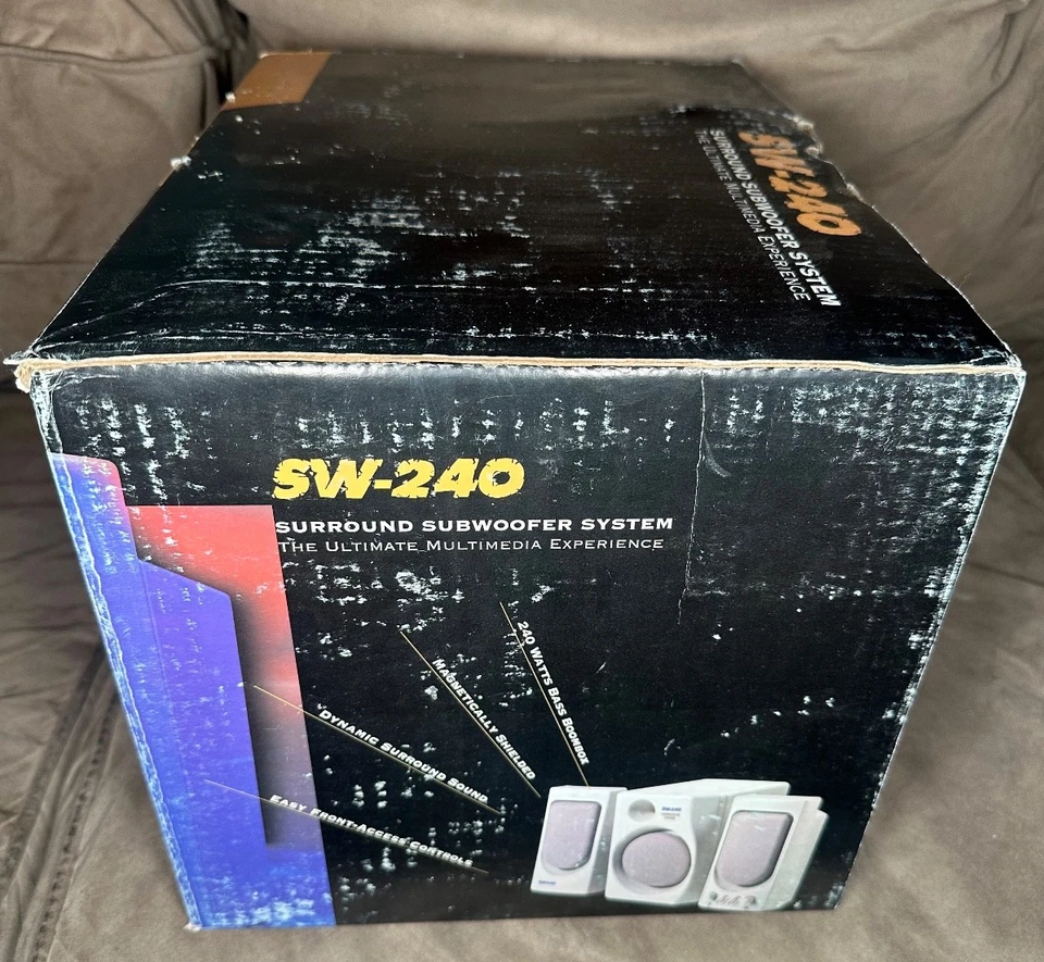 Vtg Stereo Speakers 600 W Surround Subwoofer Multimedia System Mac PC NIB 1990’s - Image 4 of 4