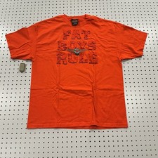 VINTAGE 2001 HARLEY-DAVIDSON T-SHIRT Sz XL FAT BOYS RULE Orange Made in USA