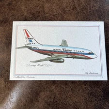 Roy Anderson Art Airplane Jet Postcard Boeing Model 737 United Airlines 1973