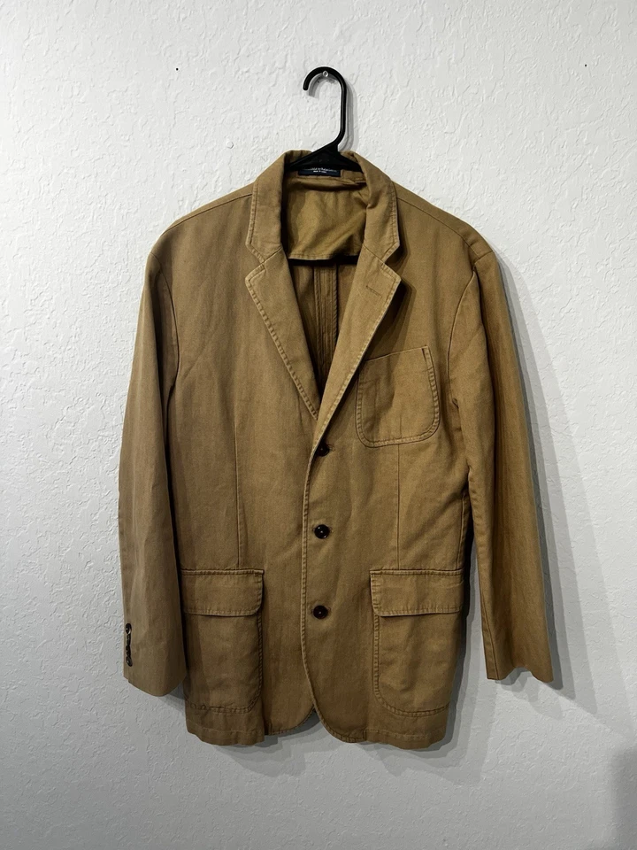 Blazer Abrigo Deportivo Polo Ralph Lauren Algodón Lino Talla 42L Beige Tostado Sin Estructura Foto 3 de 4