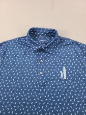 Johnnie O Shirt Mens Large Blue Surfer Print Performance Golf Polo Stretch