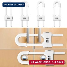 4 Packs U-Shaped Sliding Cabinet Locks, Baby Proofing Cabinets with Adjustable C