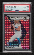 2020 Panini Mosaic NFL Debut Pink Camo Prizm Justin Herbert PSA 10 GEM MT 17tx