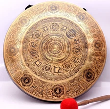 50 CM Handcrafted Tibetan Gong | Etched Sound Healing Gong for Meditation & Yoga
