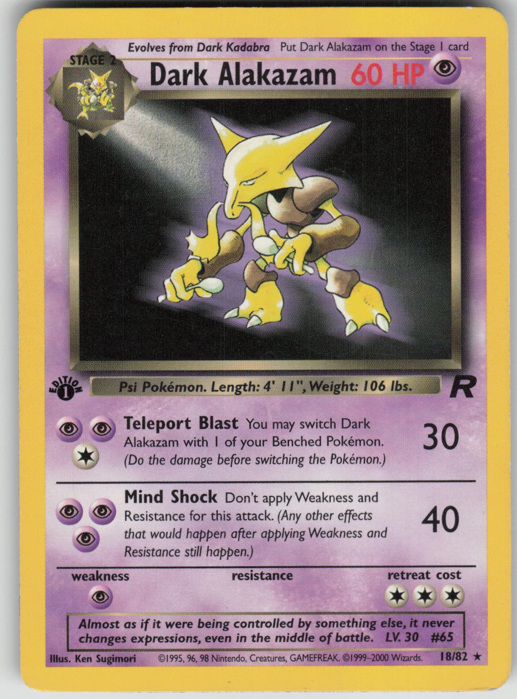 Pokemon TCG Dark Alakazam (18) Rare Team Rocket 18/82