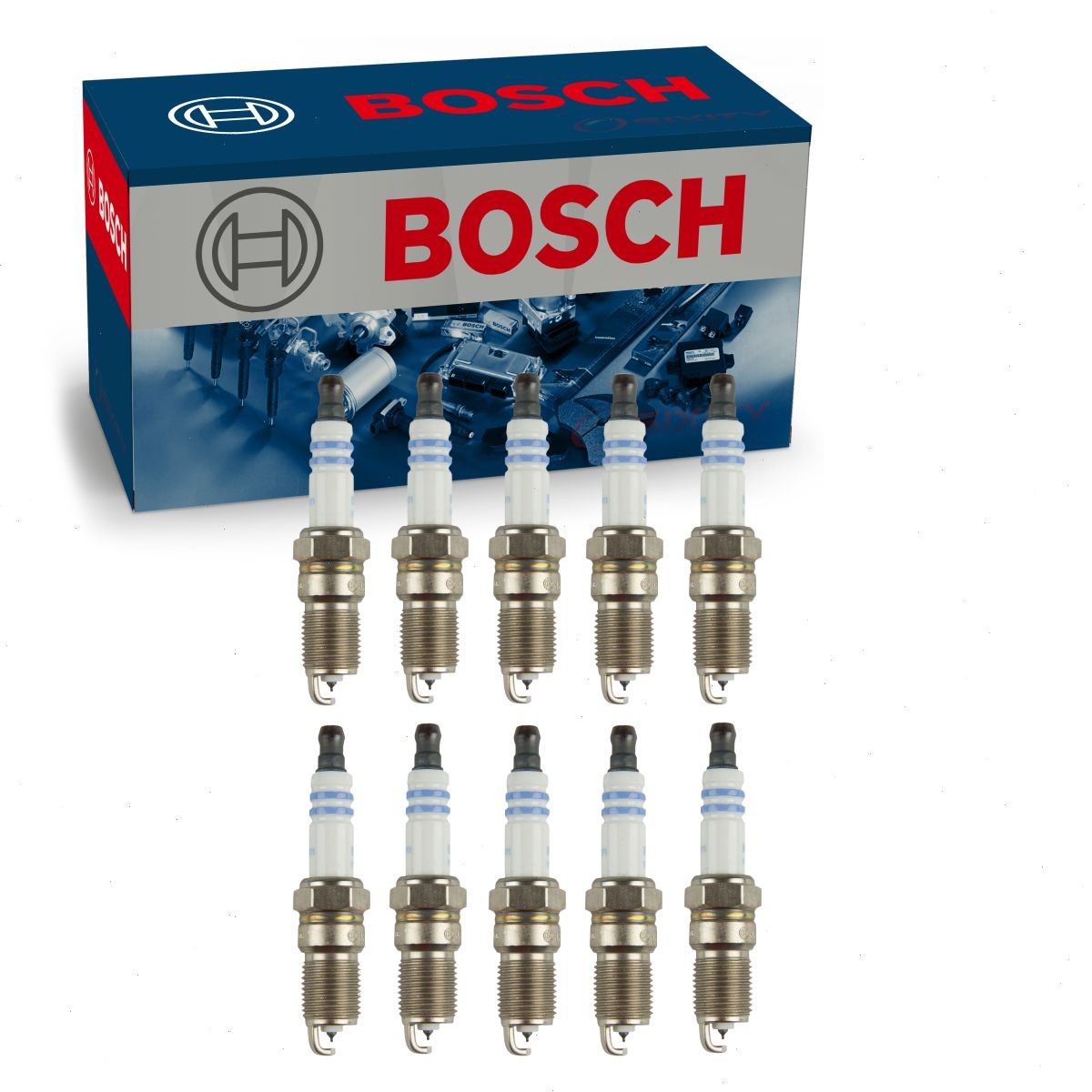 10 pc Bosch Double Iridium Spark Plugs for 2003 Ford E-550 Super Duty 6.8L ya