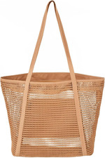 Mesh Beach Tote Bag for Women with Zipper Inner Pocket, Pool Swim Shoulder Bag f
