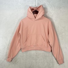 Sporty & Rich Hoodie Womens S Pink Fleece Pullover Cropped Made In USA Blank