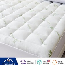 Cozy Cooling Mattress Topper Queen - Machine Washable Bamboo Pad for Easy Care