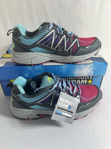 NEW Fila Memory XRidge Sneakers Women's Size6.5 Grey Pink Blue Colorful Run Walk