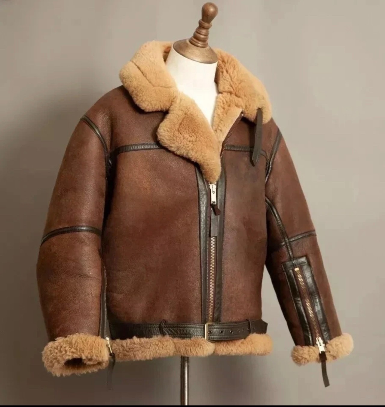 Men's B3 Irvin Winter Flying Jacket RAF Aviation Flight Leather Bomber Coat image 4
