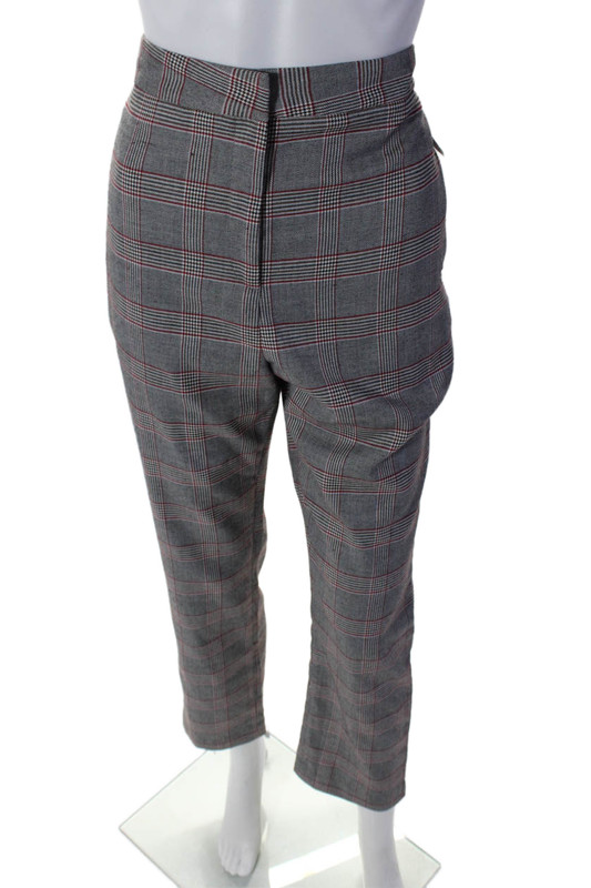 Walter Baker Womens Plaid Flat Front Straight Leg Trousers Gray Size 12