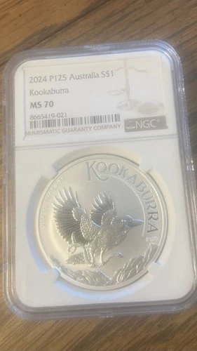 2024 $1 Australia Kookaburra 1 oz Silver Coin King Charles First Issue NGC MS70