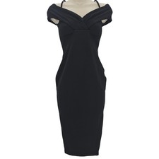 Nookie Womans size XS Phoenix Off Shoulder Midi Dress Gown in Black Bodycon NEW