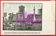 SAN FRANCISCO EARTHQUAKE 1906 ~ DEWEY MONUMENT, UNION SQUARE ~ B&W postcard