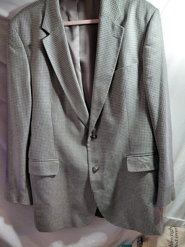 Jos A Bank Men's Brown Houndstooth 2 Button 100% Wool Sports Coat Blazer 44L EUC - Picture 2 of 15