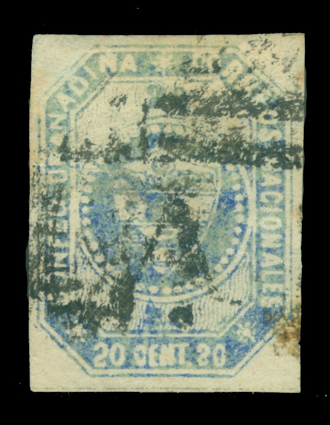 COLOMBIA 1859 Coat of Arms 20c gray blue Scott # 6a used VF