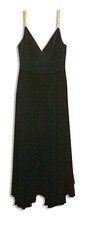 Donna Morgan Black Tea Length Hankerchief Dress w/Sequin Straps/Pintuck Waist-8*