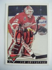 TIM CHEVELDAE signed RED WINGS 1993-1994 Premier hockey card AUTO Autographed 66