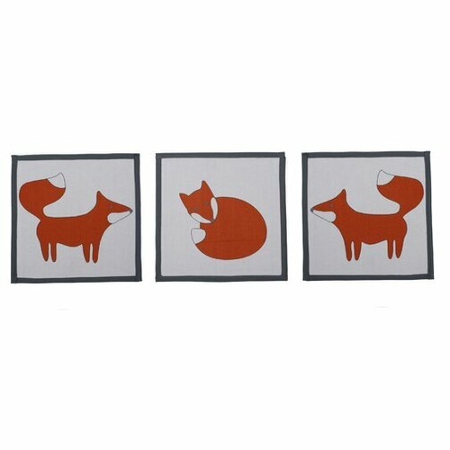 Orange Gray Grey Woodland Foxes Geo 10pc Crib Bedding Baby Nursery Mobile Diaper - Picture 4 of 6