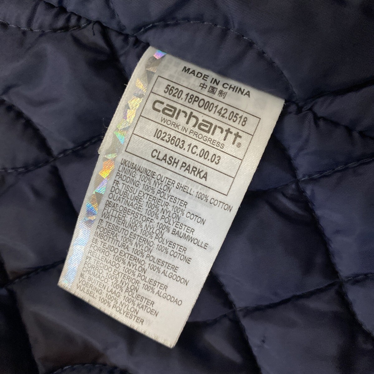 Carhartt Wip Clash Parka Jacket Blue Men’s XL Winter Jacket Hooded M-51 Fishtail