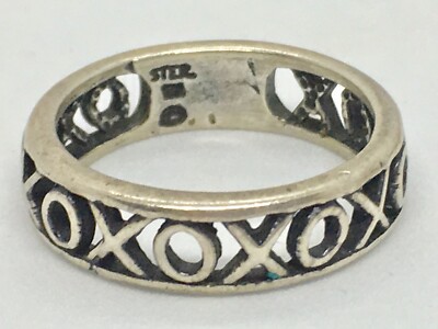 XO Sterling Silver Ring - Solid 925 Silver, High Polish Finish, Size 12, No Gemstone Simple Band - View #10