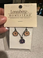 NEW LONGABERGER Danforth Pewter FLOWER Pink Purple GARLAND Style Basket TIE ON