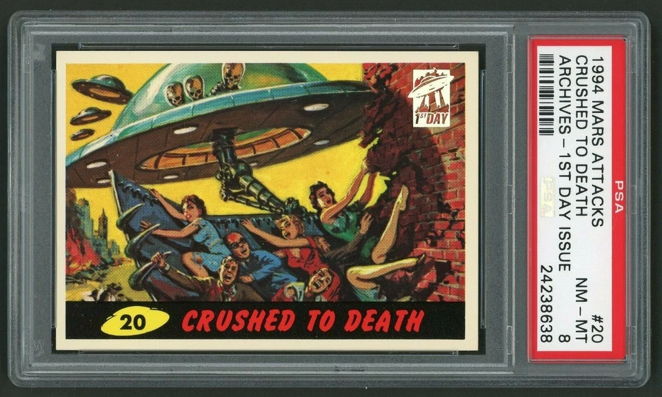 1994 Topps Mars Attacks Archives - 1st Day Issue #20 Crushed to Death PSA 8 - Image 3 of 4