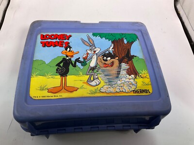 1989 Looney Tunes Thermos Lunch Box Vintage Bugs Bunny Tweety Taz