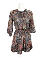 d.Ra Asos Kenzie Printed Shift Dress Ladder Lace Trim Keyhole Back Women Size XS