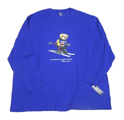 Polo Ralph Lauren Big Tall Men's Royal Blue Ski Bear Graphic Crew-Neck  T-Shirt
