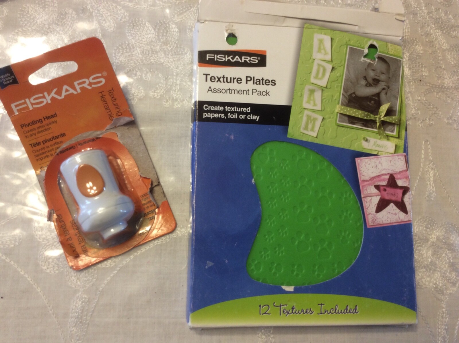 Fiskars embossing texture plates & tool 14 double sided plates eBay