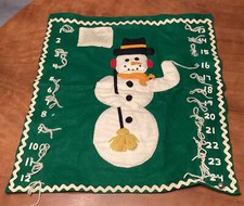 Vintage Felt Snowman Christmas Advent Calendar Wall Hanging