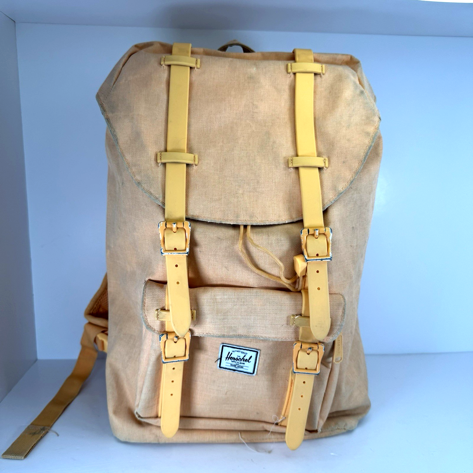 Herschel Supply Co Peach Backpack with Red White Lining and Large Laptop Pocket