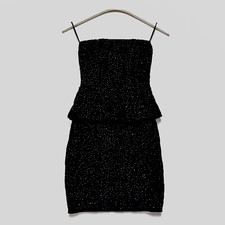 Zara Beaded Strapless Peplum Cocktail LBD Dress Size XS MMXII Collection Black