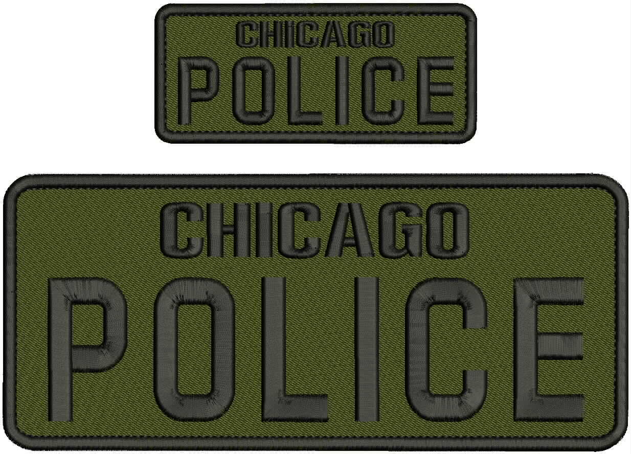 CHICAGO POLICE EMB PATCH 4X10 AND 2X5 HOOK ON BACK od green/blk