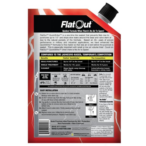 Flat Out Quickstrike Sigillante Pneumatici Formula Fuoristrada - Prevenire Pneumatici Piatti, Guarnizione Le - Foto 2 di 11