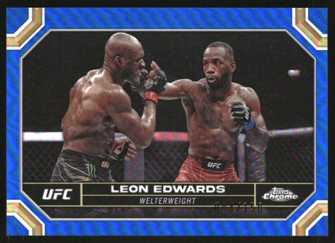 2024 Topps Chrome UFC Blue Refractors #115 Leon Edwards /150 - NM-MT
