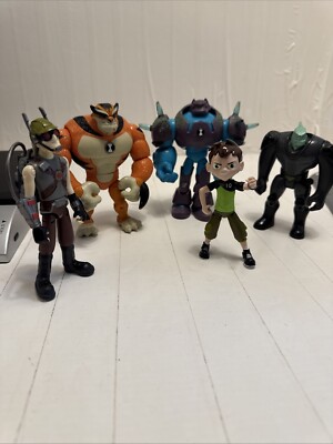 Ben 10 Articulated 5  Action Figure Lot Shock Rock, Rath, Tetrax, Dr. Animo, Ben