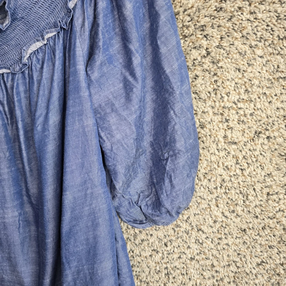 Blusa Lane Bryant Top Mujer Plus 18/20 Azul Cambray Fuera del Hombro Damas Foto 2 de 4