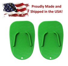  2 Motorcycle Kickstand Pad Plate Biker's Kick Stand Green Harley Honda Plastic