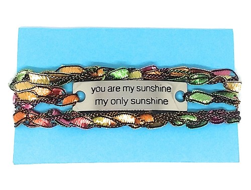 Inspirational Word Connector Crocheted Wrap Bracelet "You are my sunshine..." - Picture 3 of 21