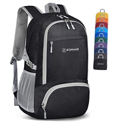 Lightweight 30L Packable Hiking Backpack Foldable Medium Black