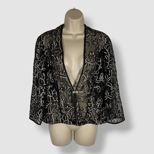 Jessica Howard Women's Black Soutache Swirl Mesh Jacket Size 10