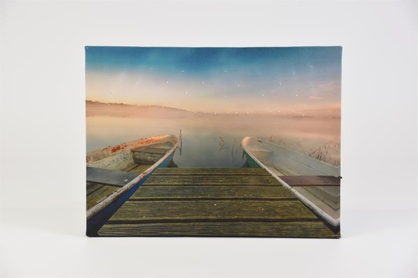 "Leinwand Mit Beleuchtung Inklusive 40 Fasern \"Bootssteg\" Timer 30X40 Cm"-image